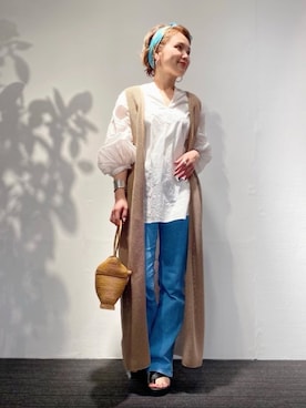 「CIMARRON（シマロン）のアイテム（パンツ）」を使った、Hiromさん（レディース・154cm）の春コーディネート
