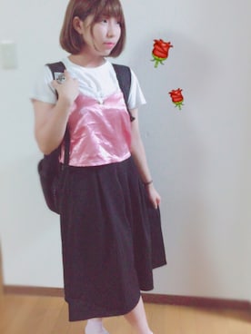「WC（ダブル シー）のアイテム（キャミソール）」を使った、山崎あかね (あかねん)さん（レディース・150cm）の夏コーディネート