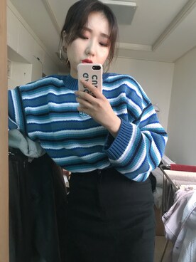 「UNIF」｜「アイテム（ニット/セーター）」を使った、1n2rさん（レディース・158cm）の春コーディネート