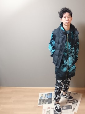 「NANO universe（ナノユニバース）のアイテム（ダウンベスト）」を使った、KANEOKA さん（メンズ・171cm）の冬コーディネート