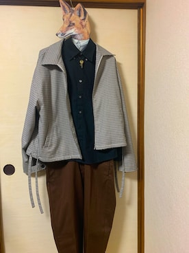 「SHINYAKOZUKA（シンヤコヅカ）のアイテム（チノパンツ）」を使った、たらさん（メンズ・169cm）の秋コーディネート