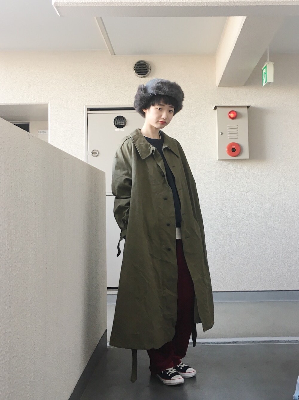「サンタモニカのアイテム（ミリタリージャケット、グリーン系）」を使った、ｋａｈｏさん（レディース・165cm）の冬コーディネートの1枚目の写真