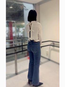 「Ungrid（アングリッド）のハイウエストテーパードデニム（デニムパンツ）」を使った、SH!0Nさん（レディース・159cm）の夏コーディネート