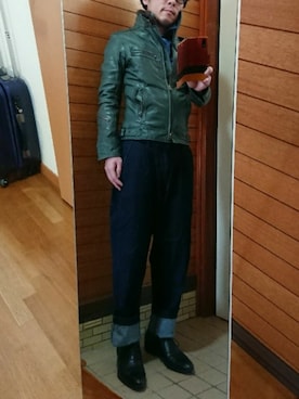「TETE HOMME（テットオム）のアイテム（ジャケット/アウター）」を使った、もこさん（メンズ・161cm）の春コーディネート