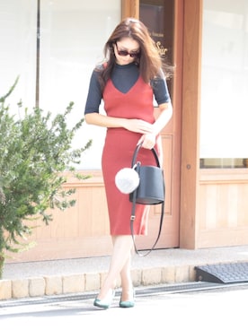 「アイテム（ドラムバッグ）」を使った、rubiaさん（レディース・162cm）の冬コーディネート