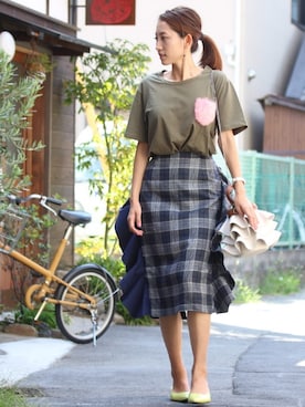 「アイテム（ドラムバッグ）」を使った、rubiaさん（レディース・162cm）の秋コーディネート