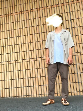 「Lee（リー）のアイテム（サンダル）」を使った、SHUさん（メンズ・169cm）の春コーディネート