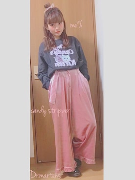 「オーガンジー」｜「アイテム（スウェット）」を使った、yuchaさん（レディース・153cm）の冬コーディネート