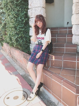 「アイテム（チョーカー、イエロー系）」を使った、yuchaさん（レディース・153cm）の夏コーディネート