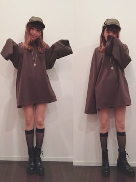 「MURUA（ムルーア）のレースアップワークブーツ（ブーツ）」を使った、yuchaさん（レディース・153cm）の冬コーディネート