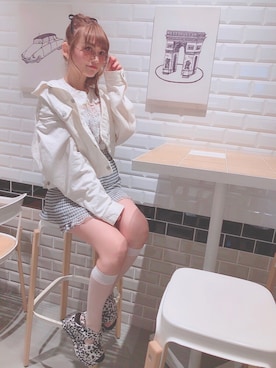 「153cm」｜「アイテム（デニムジャケット）」を使った、yuchaさん（レディース・153cm）の夏コーディネート