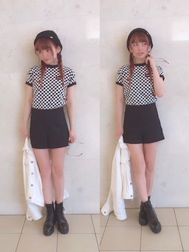 「MURUA（ムルーア）のレースアップワークブーツ（ブーツ）」を使った、yuchaさん（レディース・153cm）の夏コーディネート