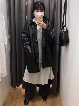 「notch.（ノッチ）のアイテム（ジャケット/アウター、ブラック系）」を使った、Lynnさん（レディース・151cm）の春コーディネート