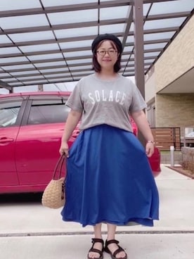 「リバーシブル」｜「アイテム（ラッピングキット）」を使った、satomiさん（レディース・158cm）の夏コーディネート