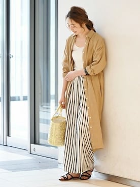 「アイテム（サンダル、ブラック系）」を使った、AiRIさん（レディース・168cm）の春コーディネート