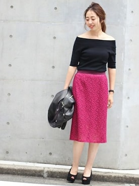 「Spick & Span（スピックアンドスパン）のアイテム（ライダースジャケット）」を使った、AiRIさん（レディース・168cm）の秋コーディネート