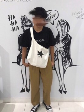 「CONVERSE TOKYO（コンバーストウキョウ）のアイテム（トートバッグ）」を使った、みっちーさん（メンズ・173cm）の夏コーディネート