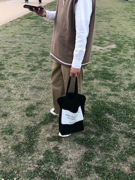 「YARD PLUS（ヤードプリュス）のアイテム（ベスト）」を使った、みっちーさん（メンズ・173cm）の春コーディネート