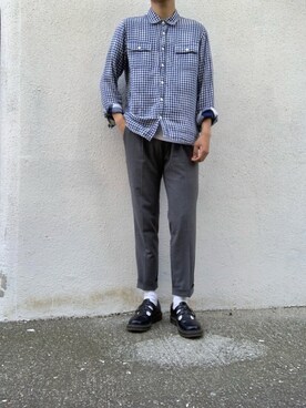 「417 EDIFICE（フォーワンセブンエディフィス）のアイテム（スラックス）」を使った、みっちーさん（メンズ・173cm）の夏コーディネート