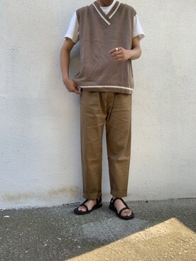 「YARD PLUS（ヤードプリュス）のアイテム（ベスト）」を使った、みっちーさん（メンズ・173cm）の夏コーディネート