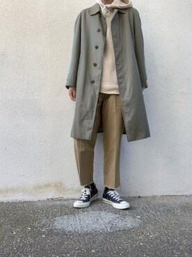 「アイテム（ステンカラーコート）」を使った、みっちーさん（メンズ・173cm・20代）の秋コーディネート