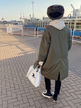 「アイテム（ステンカラーコート）」を使った、みっちーさん（メンズ・173cm・20代）の秋コーディネート