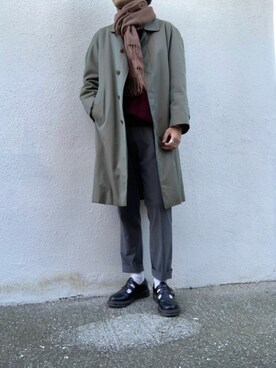 「アイテム（ステンカラーコート）」を使った、みっちーさん（メンズ・173cm・20代）の冬コーディネート
