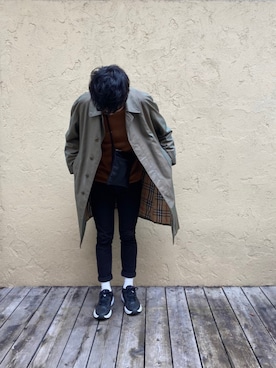 「アイテム（ステンカラーコート）」を使った、みっちーさん（メンズ・173cm・20代）の春コーディネート