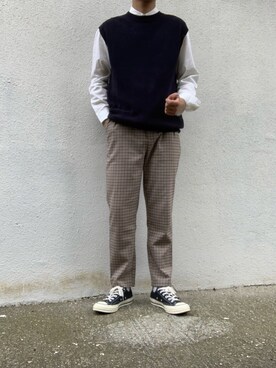 「春夏コーデ」｜「GU（ジーユー）のアイテム（ニット/セーター）」を使った、みっちーさん（メンズ・173cm）の春コーディネート