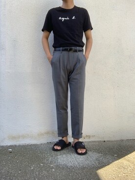 「417 EDIFICE（フォーワンセブンエディフィス）のアイテム（スラックス）」を使った、みっちーさん（メンズ・173cm）の夏コーディネート