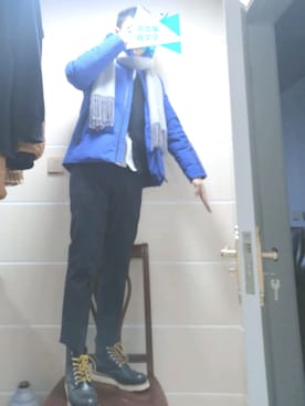 「家」｜「アイテム（ジャケット/アウター）」を使った、Hu Huajianさん（メンズ・174cm）の冬コーディネート