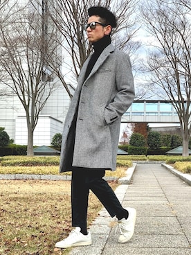 「アイテム（チェスターコート）」を使った、ジン3588さん（メンズ・163cm・40代）の冬コーディネート