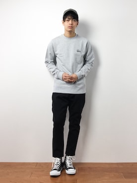 「STUSSY（ステューシー）のアイテム（スウェット）」を使った、ryuto irieさん（メンズ・176cm）の冬コーディネート
