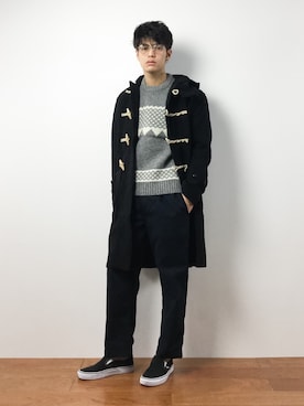 「BEAMS（ビームス）のアイテム（ダッフルコート）」を使った、ryuto irieさん（メンズ・176cm）の冬コーディネート