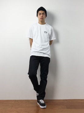 「STUSSY（ステューシー）のアイテム（ニットキャップ/ビーニー）」を使った、ryuto irieさん（メンズ・176cm）の冬コーディネート
