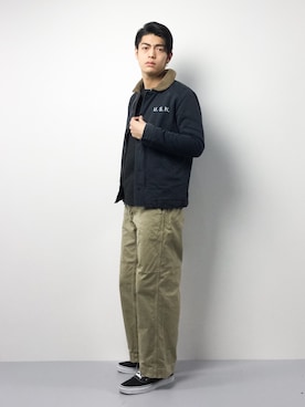 「ZIP FIVE（ジップファイブ）のアイテム（ミリタリージャケット）」を使った、ryuto irieさん（メンズ・177cm）の冬コーディネート