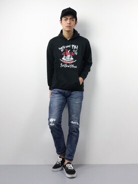 「ROXD（ロッド）のアイテム（トップス）」を使った、ryuto irieさん（メンズ・177cm）の冬コーディネート