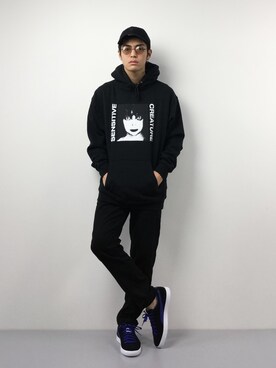「MONKEY TIME（モンキータイム）のアイテム（パーカー）」を使った、ryuto irieさん（メンズ・177cm）の冬コーディネート