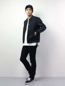 「RAGEBLUE（レイジブルー）のアイテム（スタジャン）」を使った、ryuto irieさん（メンズ・177cm）の冬コーディネート