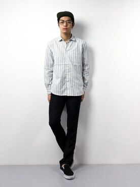 「jiggys shop（ジギーズショップ）のアイテム（スラックス）」を使った、ryuto irieさん（メンズ・177cm）の冬コーディネート