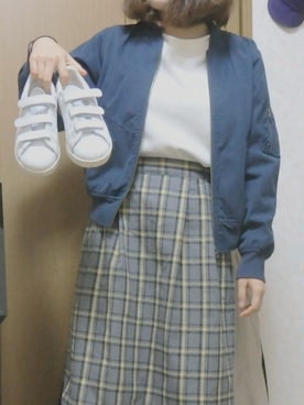 「雨」｜「アイテム（ブルゾン）」を使った、saakkkiiiiさん（レディース・158cm）の春コーディネート