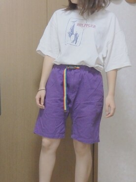 「CHUMS（チャムス）のアイテム（パンツ）」を使った、saakkkiiiiさん（レディース・158cm）の夏コーディネート