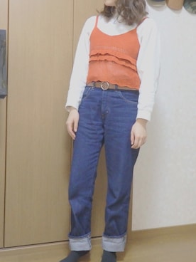 「e.r.g*（イーアールジー）のアイテム（パンツ）」を使った、saakkkiiiiさん（レディース・158cm）の春コーディネート