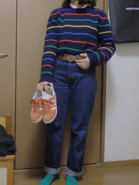 「e.r.g*（イーアールジー）のアイテム（パンツ）」を使った、saakkkiiiiさん（レディース・158cm）の冬コーディネート