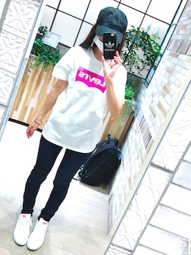 「Levi's（リーバイス）のLevi's/リーバイス バットウィングＴシャツ（Tシャツ/カットソー）」を使った、kapochanさん（レディース・160cm）の夏コーディネート