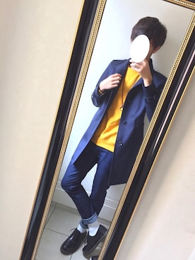 「semantic design（セマンティックデザイン）のアイテム（トレンチコート）」を使った、けるんさん（メンズ・181cm）の春コーディネート