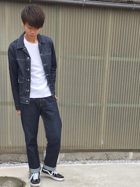 「TAKEO KIKUCHI（タケオキクチ）のアイテム（デニムジャケット）」を使った、けるんさん（メンズ・181cm）の秋コーディネート