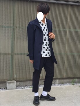 「semantic design（セマンティックデザイン）のアイテム（トレンチコート）」を使った、けるんさん（メンズ・181cm）の秋コーディネート
