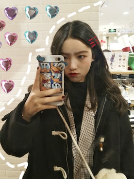 「MONKI（モンキ）のアイテム（テーラードジャケット）」を使った、小芸酱さん（レディース・162cm）の冬コーディネート