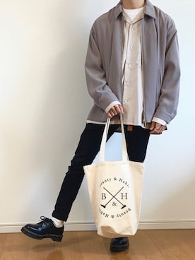 「UNIQLO（ユニクロ）のエアリズムコットンオーバーサイズTシャツ（5分袖）（Tシャツ/カットソー）」を使った、みっつーさん（メンズ・163cm）の春コーディネート